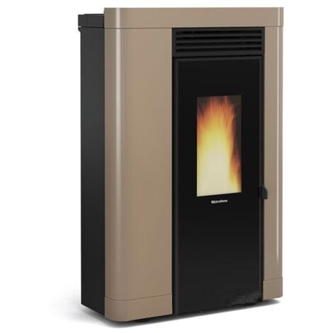 Poele a' granule's La Nordica Extraflame Annabella 8,8 kW revetement en acier canalise' gris tourterelle 230 m chauffable