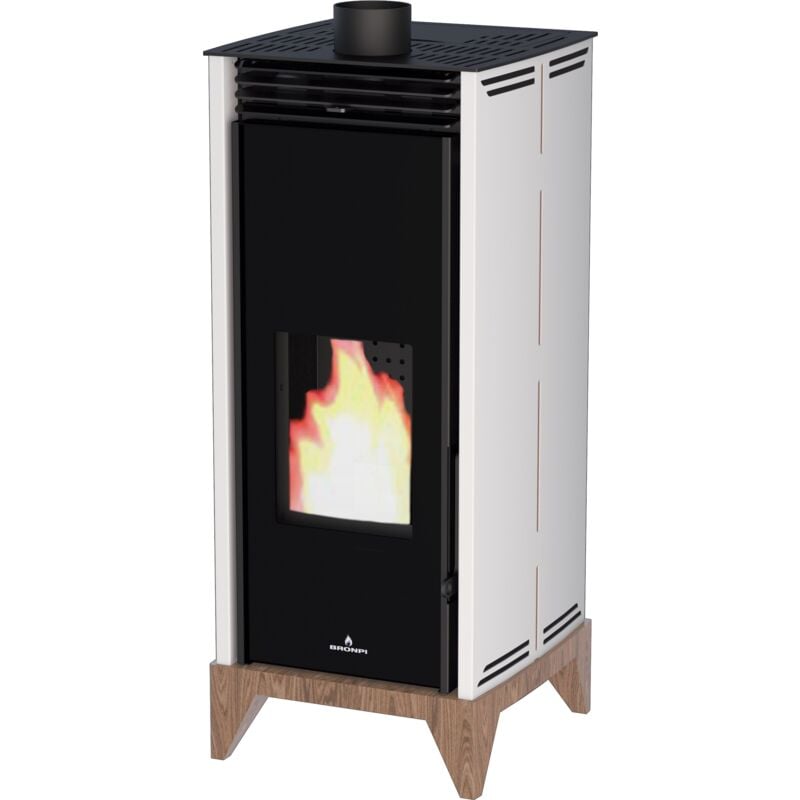 Bronpi - Poêle à granules sans électricité convection naturelle Free 6 Vision 6 kW Ivoire