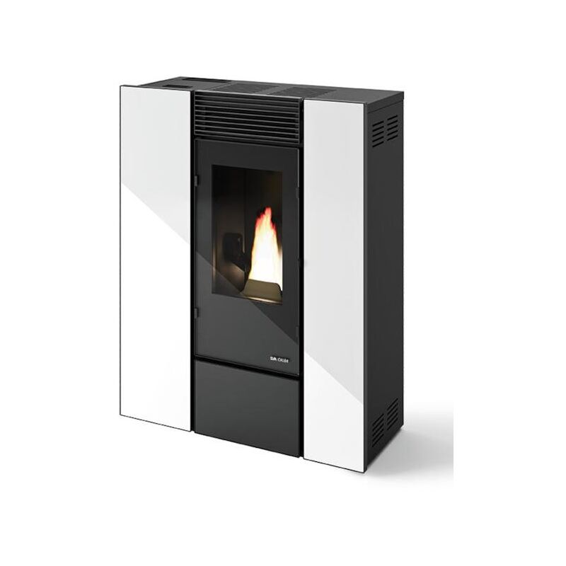 Poêle à granules slim étanche canalisable - EVA CALOR Denise 10 kW Blanc
