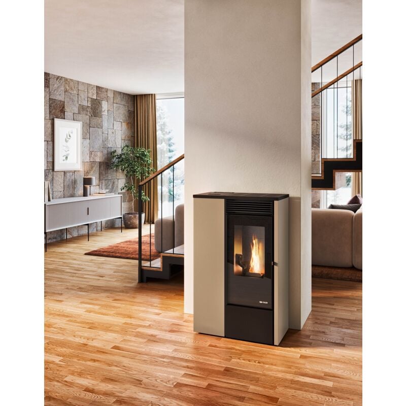Eva Calor - Poêle à granules slim étanche Vanessa 8 kW Champagne