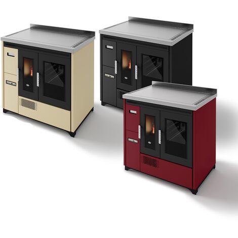 Poêle à granulés ventilé Eva Calor Enrica 9,3 kW - - Ivoire