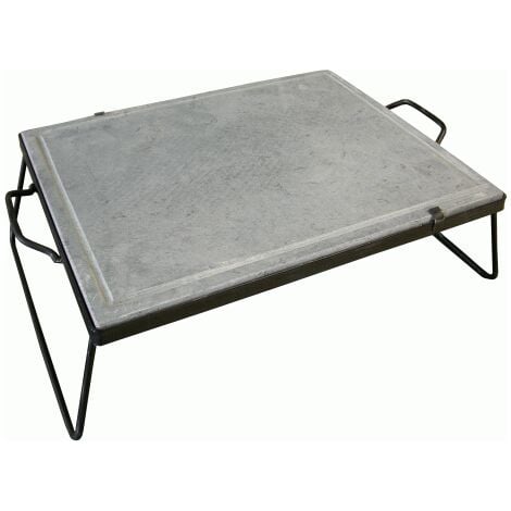 Poele a' griller Koem avec cadre 25x40 cm en pierre ollaire naturelle avec poigne'es et pieds de support Grille de barbecue en lave de 2 cm d'e'paisseur Naturale 25x40 cm
