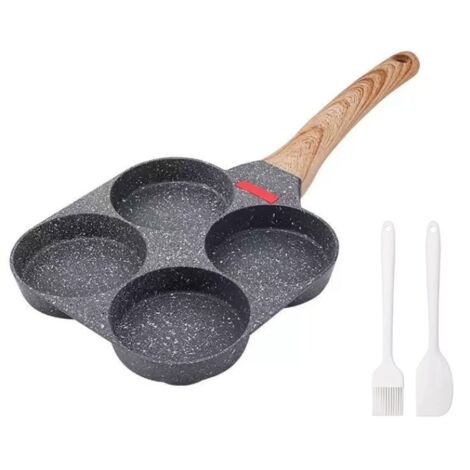 Poêle À Oeufs - 4 Logements - Antiadhésive - Compatible Plaque À Induction Et Gaz - Pour Petit-Déjeuner Et Crêpes - 1 Pièce