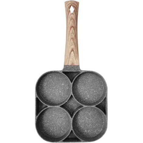 Poêle à œufs au plat antiadhésive, poêle à hamburger pour ustensiles de cuisine, poêle à frire polyvalente à 4 trous, poêle à hamburgers pour ustensiles de cuisine