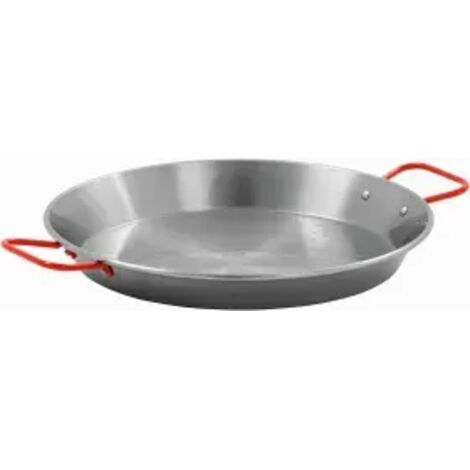 Poêle à paella (Ø)340 mm en acier poli, poignées laqué rouge