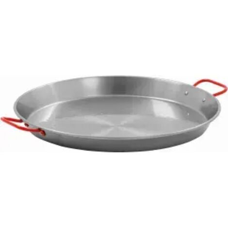 Poêle à paella (Ø)460 mm en acier poli, poignées laqué rouge