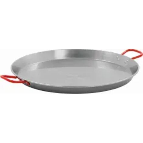 Poêle à paella (Ø)680 mm en acier poli, poignées laqué rouge