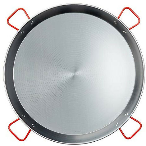 Poêle à paella 70 cm en acier poli – Pour 25 personnes – Compatible tous feux sauf induction – Cuisson uniforme recommandée avec paellero – La Ideal