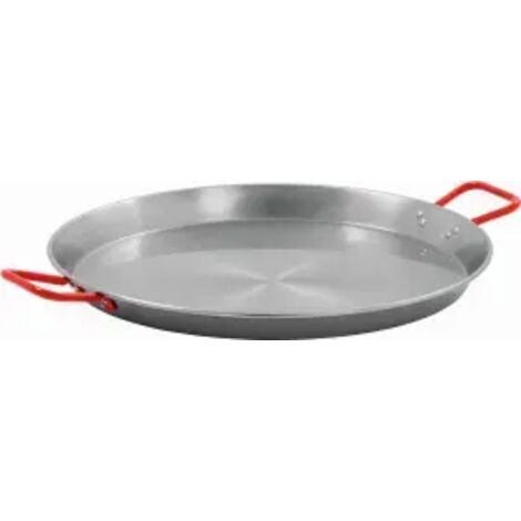 Poêle à paella (Ø)780 mm en acier poli, poignées laqué rouge
