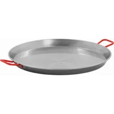 Poêle à paella (Ø)780 mm en acier poli, poignées laqué rouge