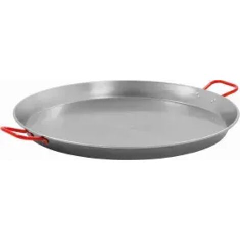 Poêle à paella (Ø)800 mm en acier poli, poignées laqué rouge