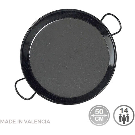 Poêle À Paella Traditionnelle En Acier Émaillé Ø50cm (14 Personnes). Vaello