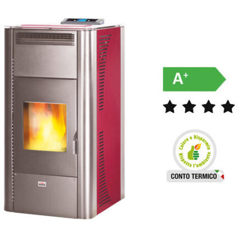 Poêle à pellets Queen Idro 24 Bordeaux – 21,96 kW – AMG – Chauffage pour pièces jusqu'à 510 m³