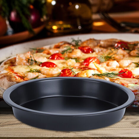 Poêle à Pizza Antiadhésive 6 Pouces, Moule à Tarte Ronde en Acier Carbone pour Cuisson au Four