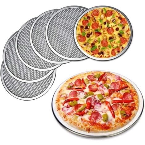 Poêle à pizza en aluminium,avec écran de 6"-Avec plaque arrière,la passoire à pizza ronde est fabriquée en matériau de haute