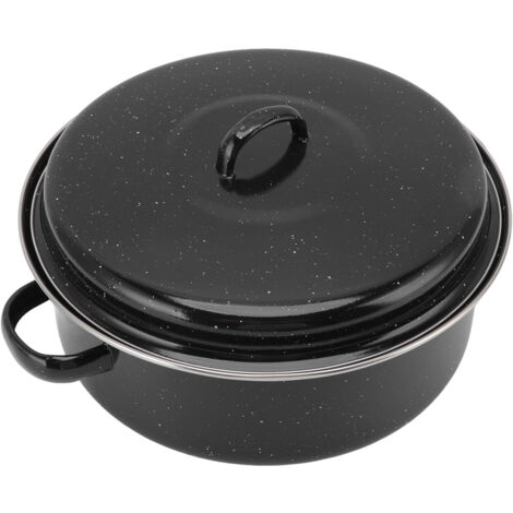 Poêle à Rôtir Noire 28cm Antiadhésive, Idéale pour Légumes Rôtis et Grillades, avec Couvercle en Fonte