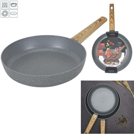 Poele Aluminium Forge Manche Effet Bois 28cm