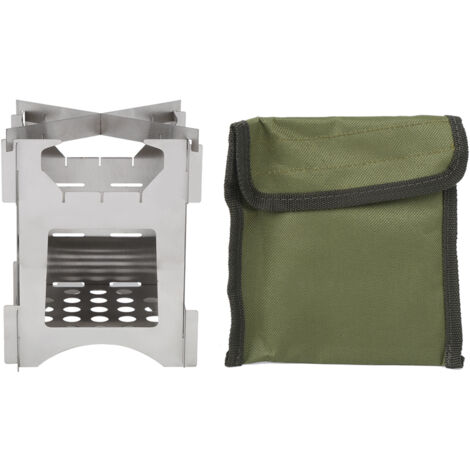 Poêle de Camping Pliable en Acier Inoxydable, Réchaud Bois Compact pour Randonnée et Pique-nique