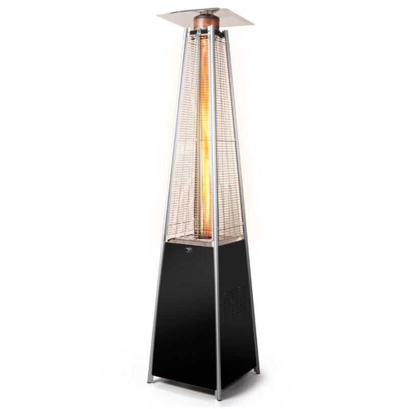 Suinga - Chauffage Gaz Terrasse noir. Extérieur: Jardin, Camping, Barbecue. Radiateur de Conception pyramidale au Propane 13kW. Roues