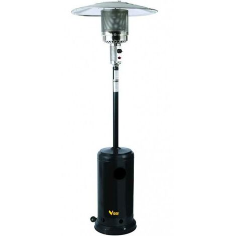 Poêle d'extérieur champignon rond Vigor avec lanterne à gaz noire