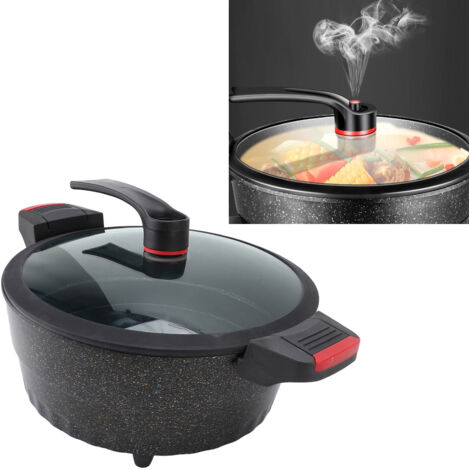 Poêle Électrique Multifonction avec Micro-Pression 1500W, Stylée, Micro-pression Cuisson Sauvegarder Nutriments, Plateau Vapeur Inclus