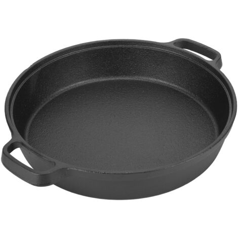 PoêLe En Fonte, 25Cm PoêLe à Frire AntiadhéSive avec 2 PoignéEs En Boucle Ustensiles de Cuisine PoêLe à CrêPes éPaissie pour la Maison, Le Four, La CuisinièRe, Le Feu de Camping.