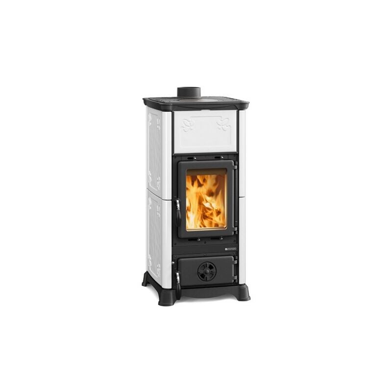 La Nordica - Poêle à bois raccordable en céramique Emiliana 6.5 kW Blanc