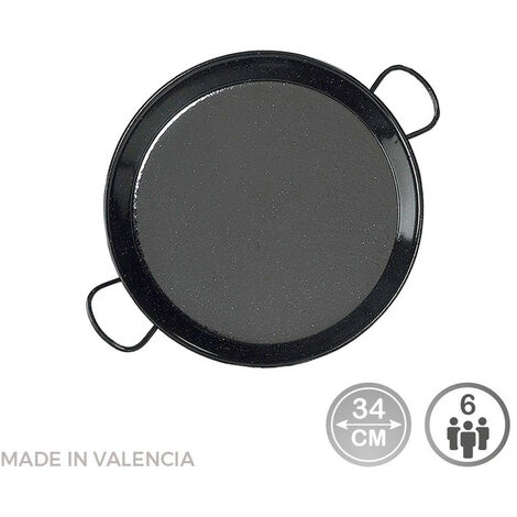 Poêle Paella émaillée ø34cm Acier émaillé, Idéale 6 Personnes - Vaello