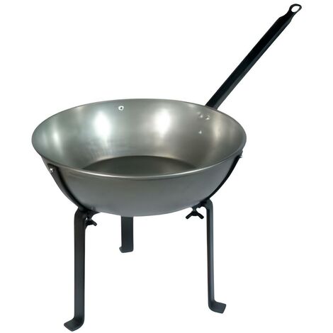 Poêle profonde avec manche et pieds en métal coloris noir - Ø 40 cm