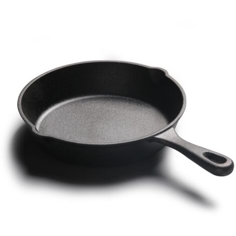 Poêle Ronde 20 cm en Fonte à Fond Plat, Chauffage Uniforme et Antiadhésive pour Cuisson