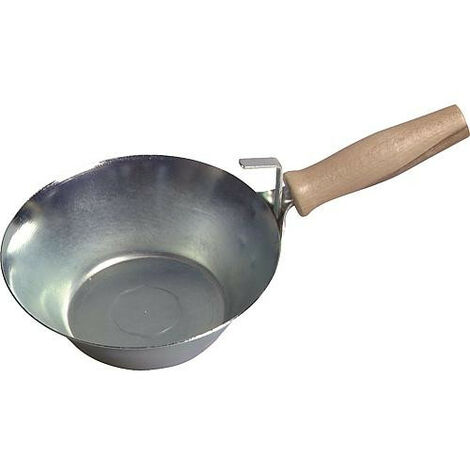 Poêlon de plâtrier 180 mm – Manche en bois – Finition conique galvanisée pour durabilité – Idéal pour travaux de plâtrage – Haromac