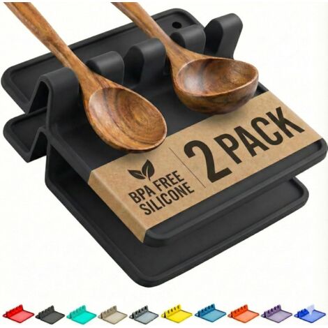 4 Cucchiai Da Cucina In Silicone Nero, Resistenti Al Calore, Lunghezza 27,5 Cm