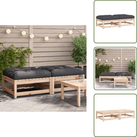 Poggiapiedi con cuscino - vidaXL Poggiapiedi da Giardino con Cuscini 2 pz Legno Massello di Pino - Poggiapiedi in pino