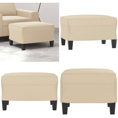 Poggiapiedi Crema 60x50x41 cm in Tessuto Microfibra - Poggiapiedi moderni - Poggiapiedi in tessuto