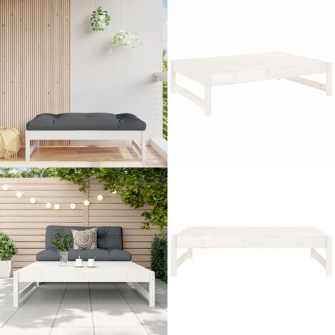 Poggiapiedi da Giardino 120x80 cm Legno Massello di Pino Bianco - Sgabello da esterno - Ombrellone da giardino