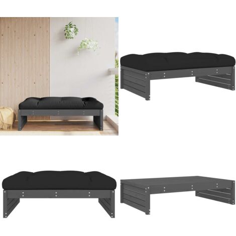 Poggiapiedi da Giardino 120x80 cm Legno Massello di Pino Grigio - Poggiapiedi in legno - Poggiapiedi da esterno