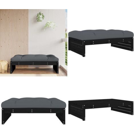 Poggiapiedi da Giardino 120x80 cm Legno Massello di Pino Nero - Poggiapiedi in legno - Poggiapiedi in pino