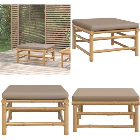 Poggiapiedi da Giardino con Cuscino Tortora in Bambù - Cuscino in bambù - Mobili da esterno