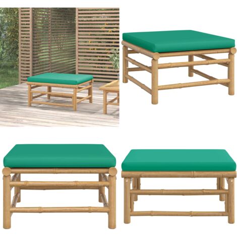 Poggiapiedi da Giardino con Cuscino Verde in Bambù - Cuscino in bambù - Mobili da esterno