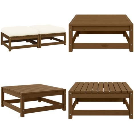 Poggiapiedi da Giardino e Cuscini 2 pz Marrone ambra Legno Pino - Cuscini da giardino - Poggiapiedi in legno