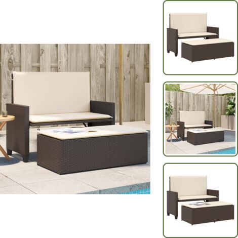 Poggiapiedi da giardino - vidaXL Panca da Giardino con Cuscini e Poggiapiedi Marrone Polyrattan - Panca da esterno