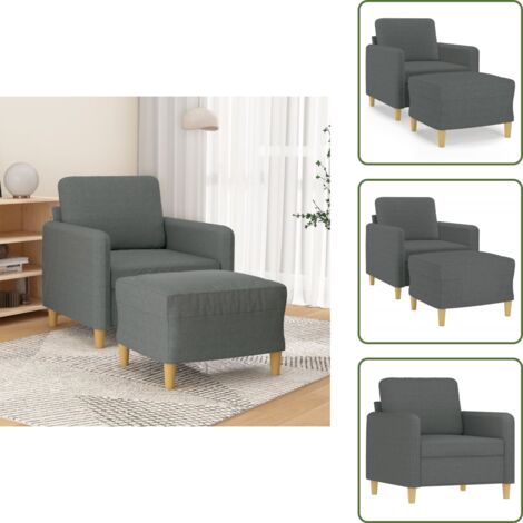 Poggiapiedi flessibile - vidaXL Poltrona con Poggiapiedi Grigio Scuro 60 cm in Tessuto - Design moderno