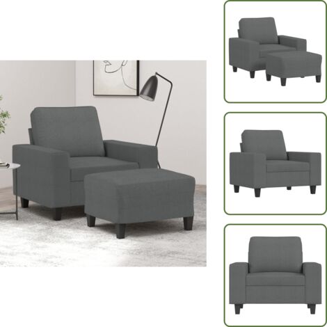 Poggiapiedi flessibile - vidaXL Poltrona con Poggiapiedi Grigio Scuro 60 cm in Tessuto - Design moderno