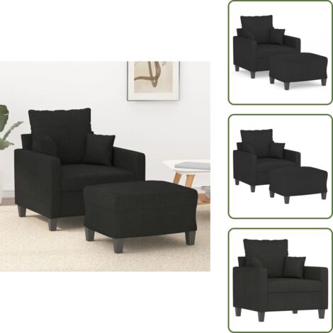 Poggiapiedi flessibile - vidaXL Poltrona con Poggiapiedi Nero 60 cm in Tessuto - Design moderno