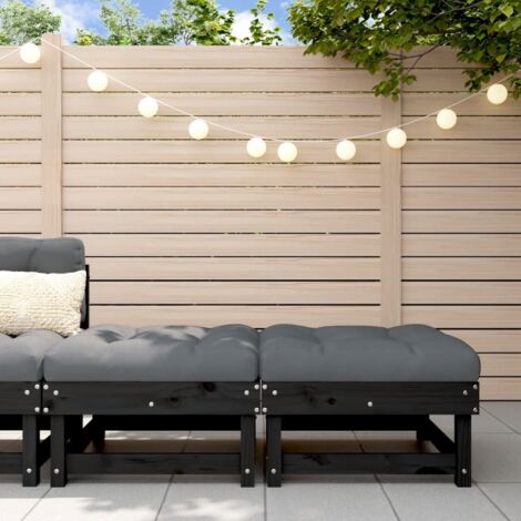 Poggiapiedi Giardino con Cuscini 2pz Legno Massello Pino Nero