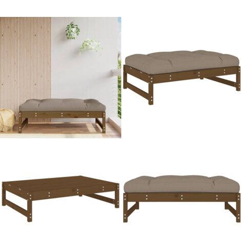 Poggiapiedi Giardino Marrone Ambra 120x80cm Legno Massello Pino - Poggiapiedi in legno - Poggiapiedi da esterno