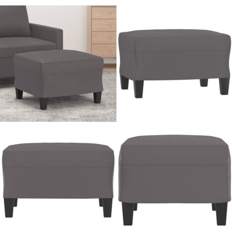 Poggiapiedi Grigio 60x50x41 cm in Similpelle - Poggiapiedi moderni - Poggiapiedi per divano