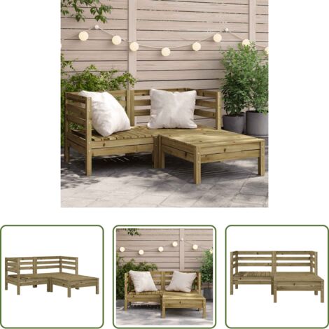 Poggiapiedi in legno -  Divano da Giardino 2Posti con Poggiapiedi Legno Pino Impregnato