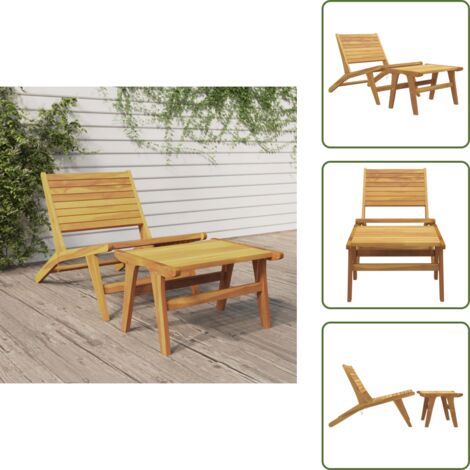 Poggiapiedi in legno - vidaXL Sedia da Giardino con Poggiapiedi in Legno Massello di Teak - Sedia da giardino teak
