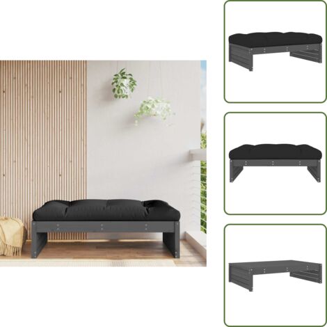 Poggiapiedi modulare - vidaXL Poggiapiedi da Giardino 120x80 cm Legno Massello di Pino Grigio - Poggiapiedi con cuscino